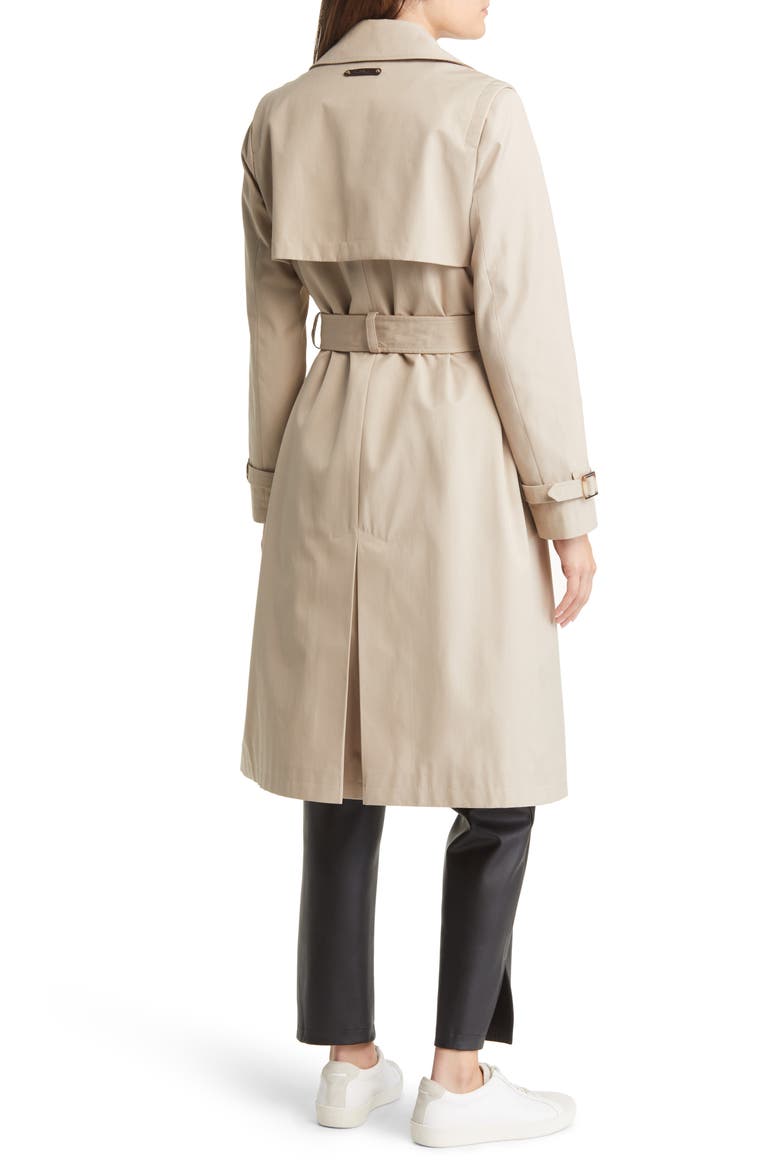 Tone on Tone Double Breasted Water Resistant Trench Coat, Alternate, color, BIRCH