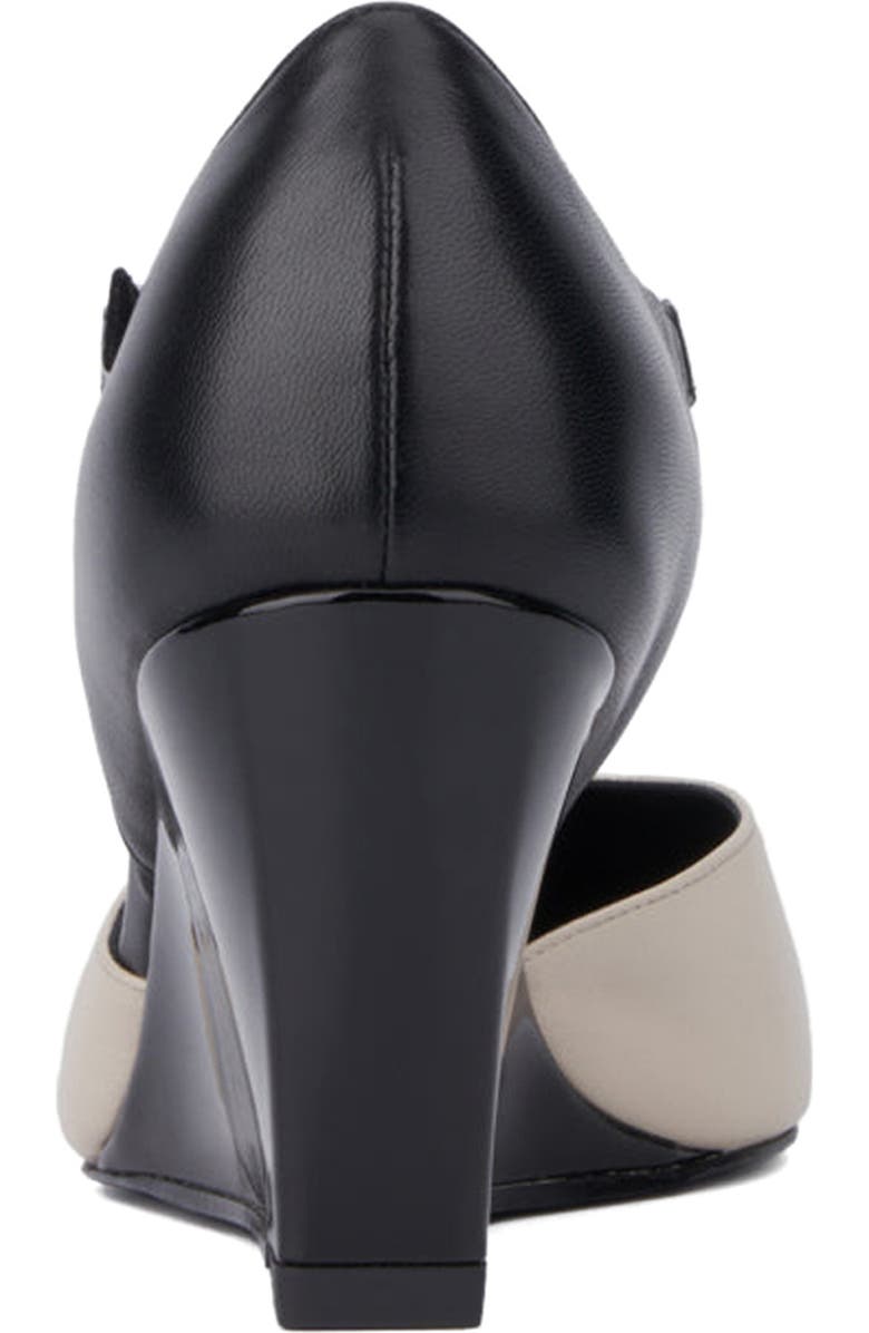 Aquatalia Penelopy Ankle Strap Weatherproof Pointed Toe Wedge Pump, Alternate, color, Off White/ Black