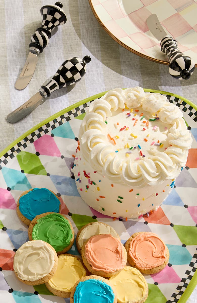 MACKENZIE CHILDS Set of 4 Courtly Check Party Spreaders, Alternate, color, Black