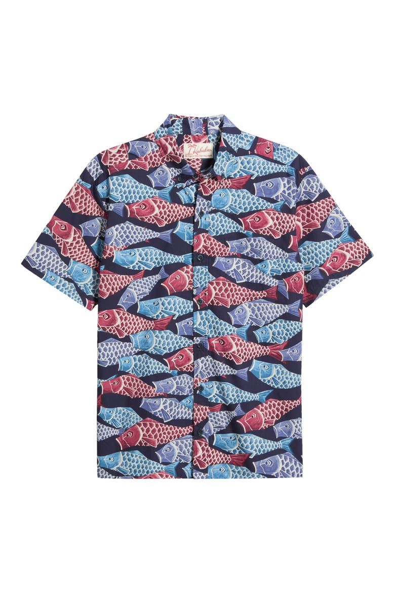 Upstream Short Sleeve Cotton Button-Down Shirt, Main, color, MIDNIGHT