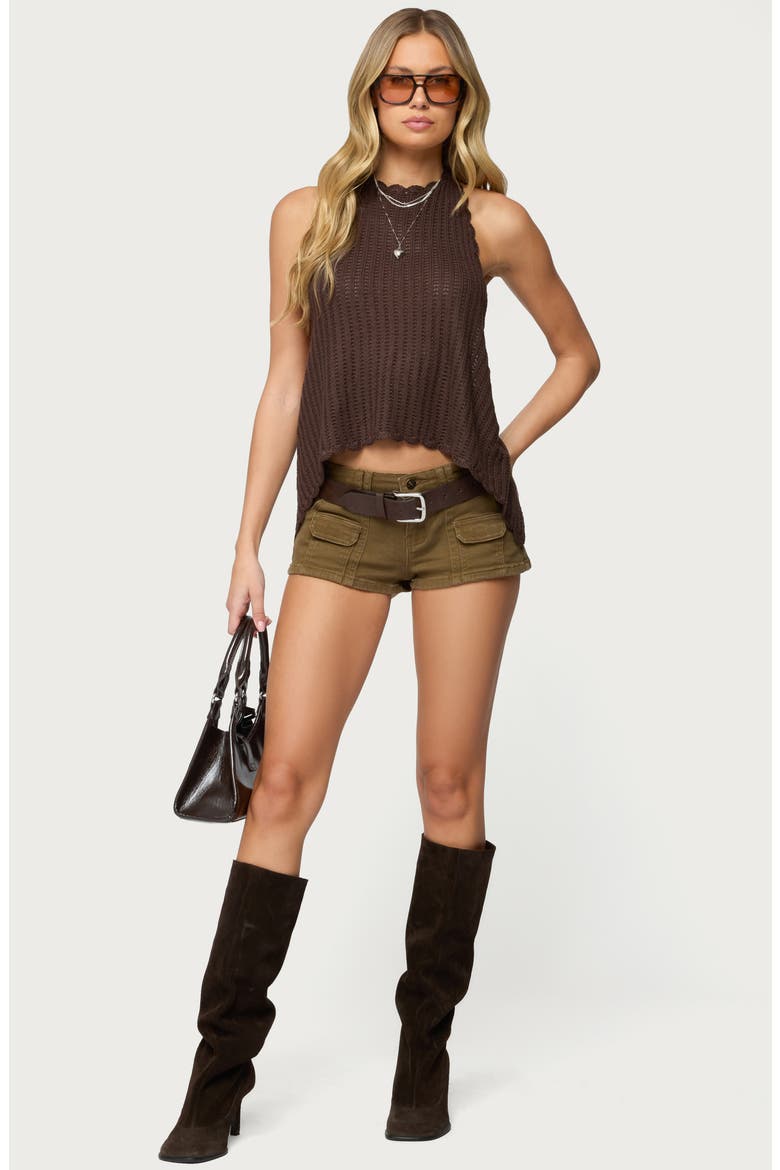 Ivey Crochet Crop Halter Top, Alternate, color, BROWN