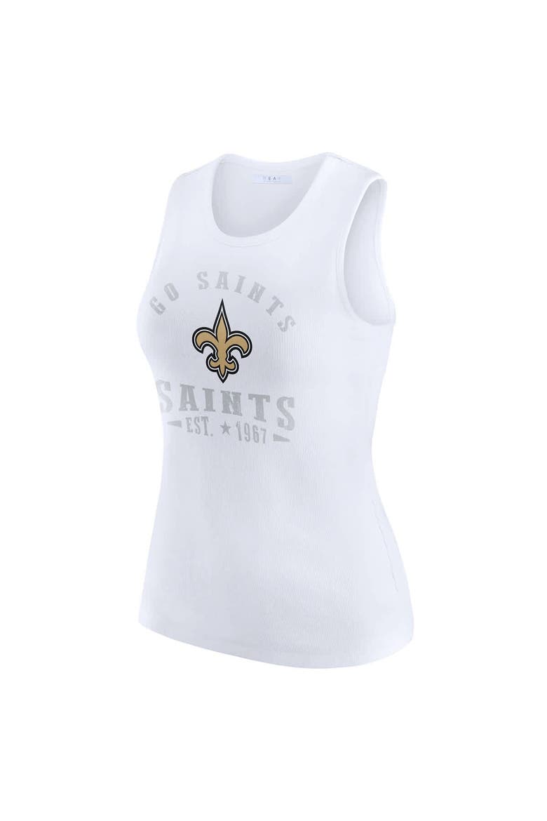 Women's WEAR by Erin Andrews  White New Orleans Saints Ribbed Graphic Tank Top, Alternate, color, White
