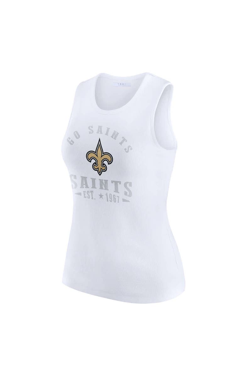 WEAR by Erin Andrews Women's WEAR by Erin Andrews White New Orleans Saints Ribbed Graphic Tank Top, Alternate, color, White