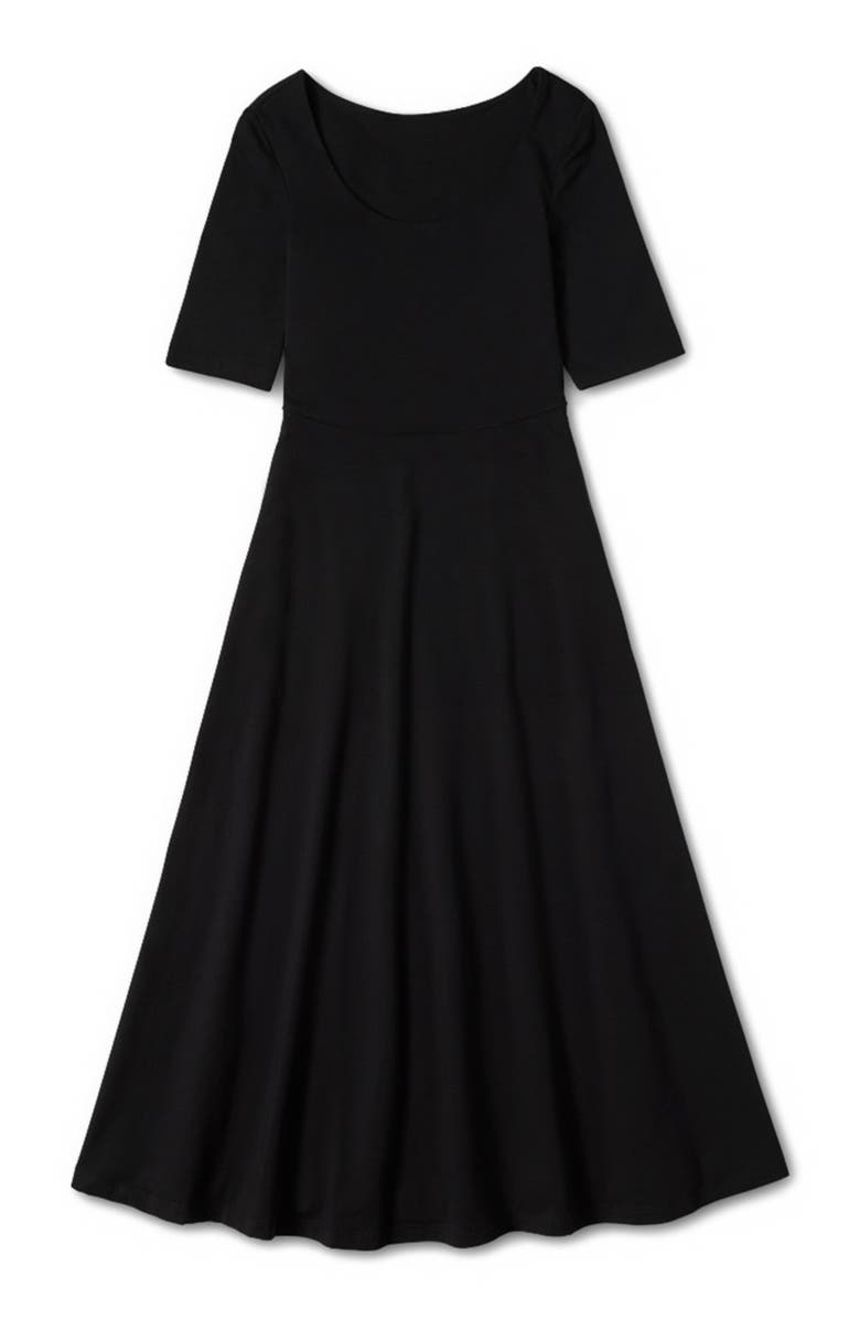 Pact Fit & Flare Signature Scoop Dress Made With Organic Cotton, Alternate, color, Black