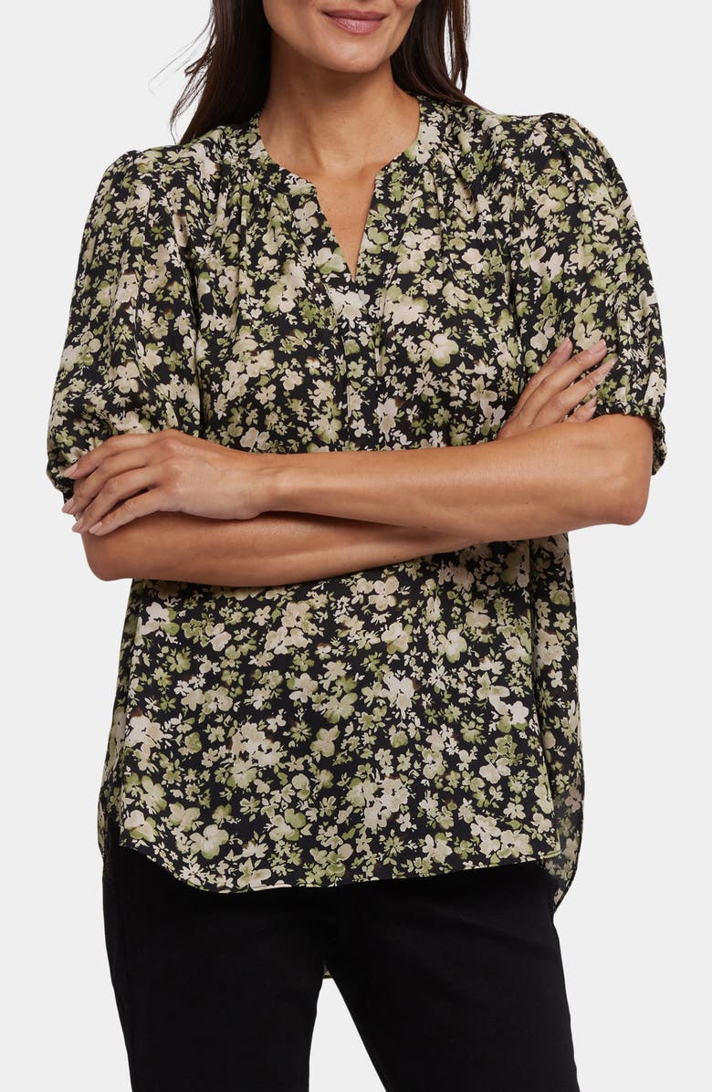 NYDJ Puff Sleeve Popover Top, Main, color, Granada Garden