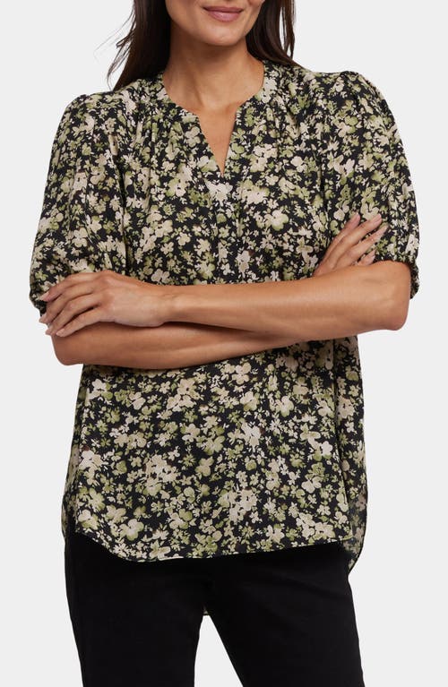 Nydj Puff Sleeve Popover Top In Granada Garden