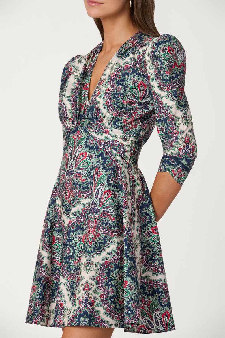 Harbor Tile Print Natalya Dress, Alternate, color, Navy/Cherry