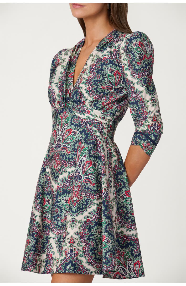 Shoshanna Harbor Tile Print Natalya Dress, Alternate, color, Navy/Cherry