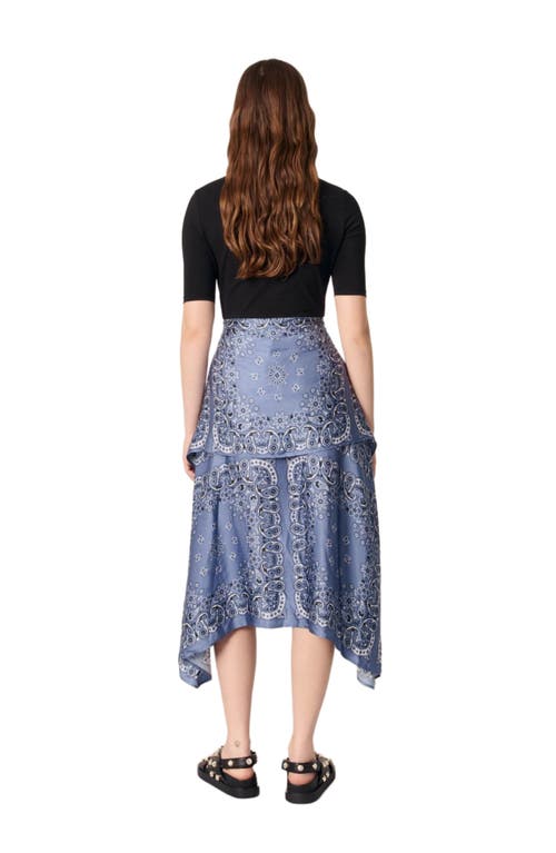Shop Maje Layered-effect Patterned Dress In Blue Bandana Print