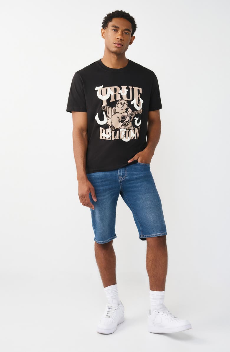 True Religion Ricky Straight Leg Denim Shorts, Alternate, color, Medium Blaze