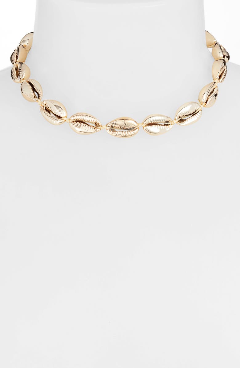 Ettika Shell Collar Necklace, Alternate, color, 