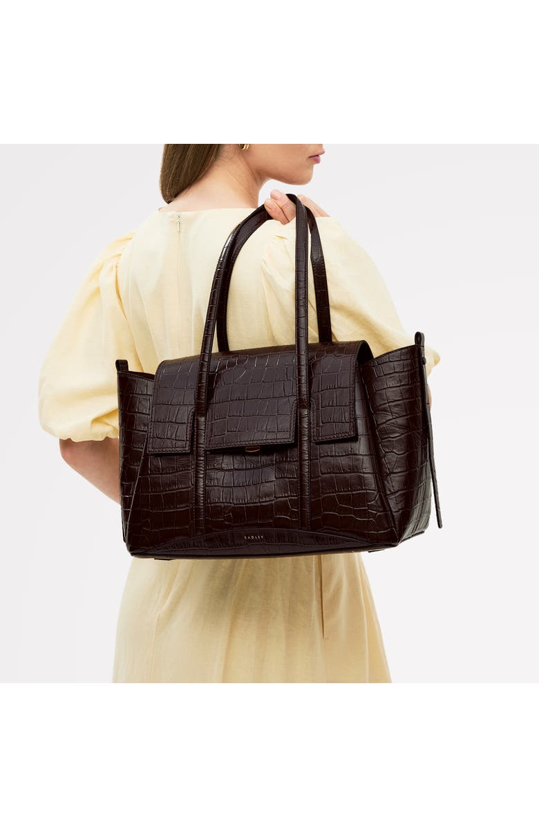 Radley The Chancery - Faux Croc Medium Flapover Shoulder Bag, Alternate, color, Walnut