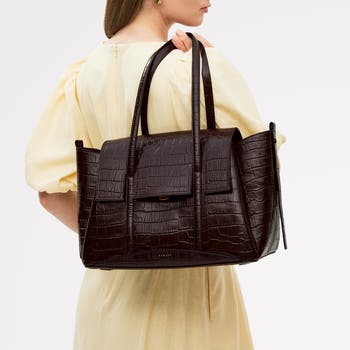 The Chancery - Faux Croc Medium Flapover Shoulder Bag