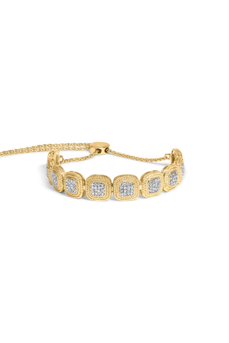 14k Yellow Gold Plated Silver 5/8 Cttw Diamond Composite Frame Bolo Bracelet, Main, color, Yellow