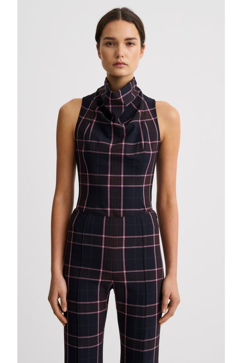 Funnel Neck Shell, Main, color, Fig Plaid