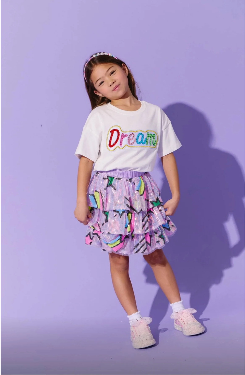 Lola + The Boys Shooting Star Sequin Skirt, Alternate, color, Purple