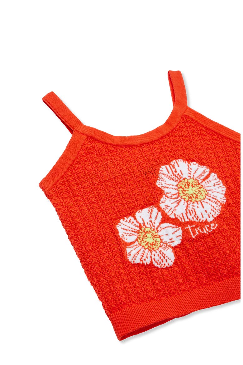 Kids' Jacquard Pointelle Sweater Tank Top, Alternate, color, ORANGE