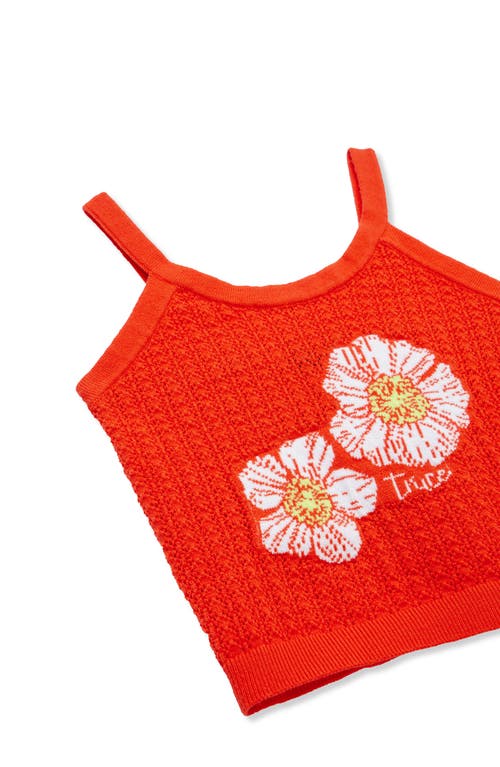 Truce Kids' Jacquard Pointelle Sweater Tank Top In Orange