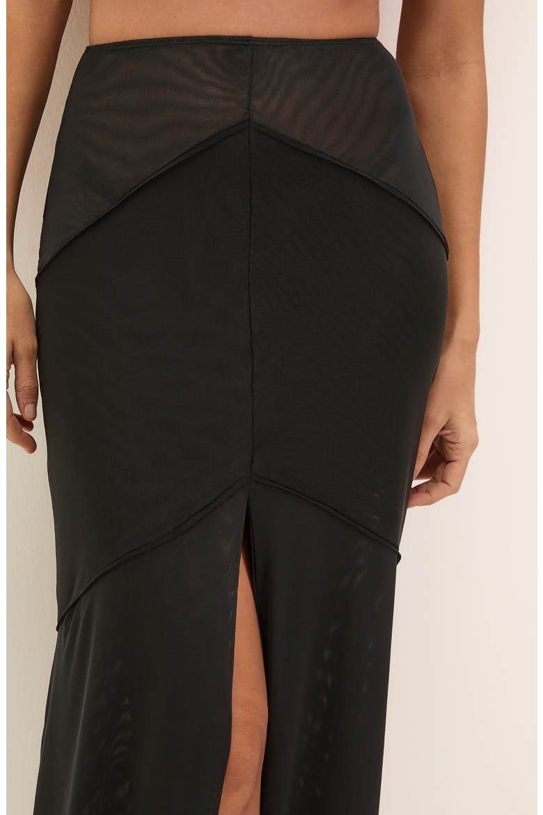 Taly Semisheer Mesh Cover-Up Maxi Skirt, Alternate, color, BLACK