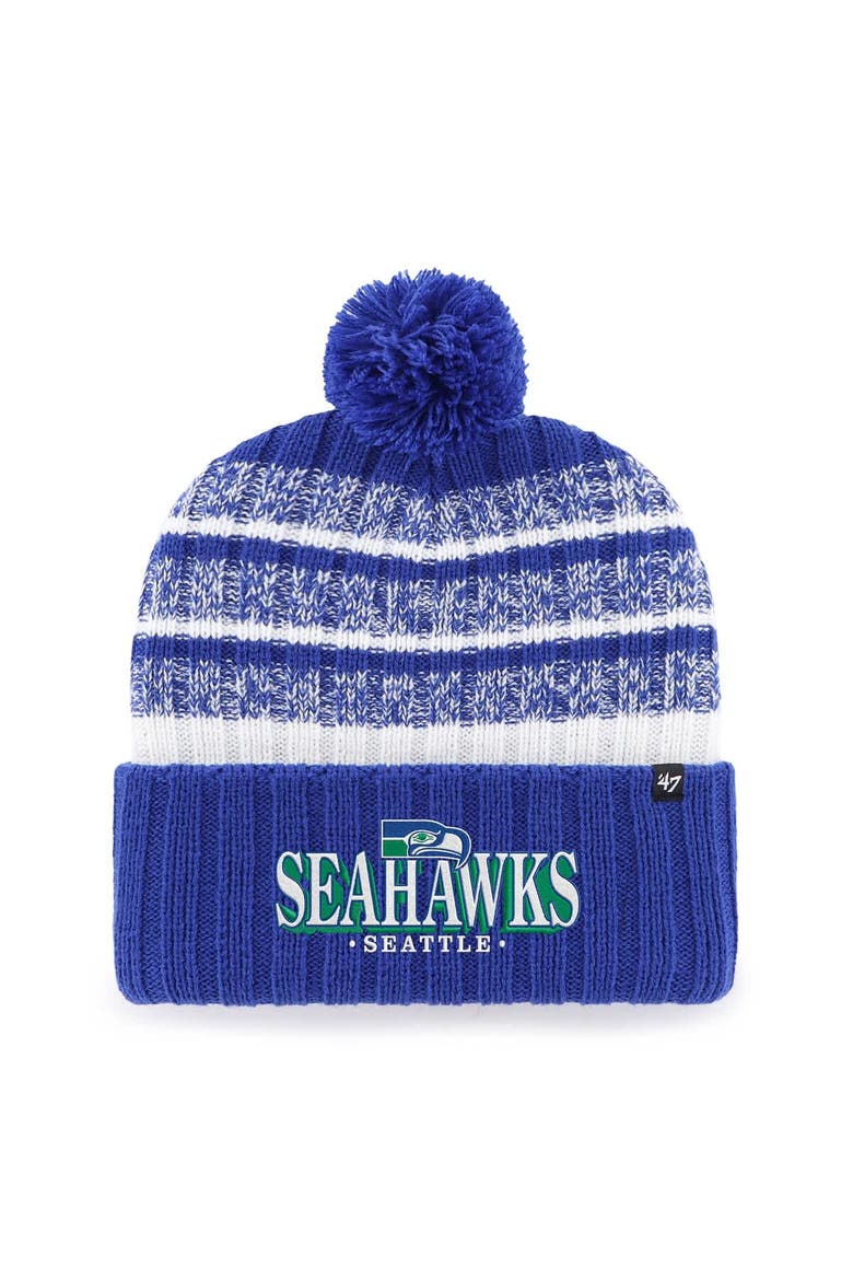 Men's '47  Royal Seattle Seahawks Region Cuffed Knit Hat with Pom, Main, color, Royal