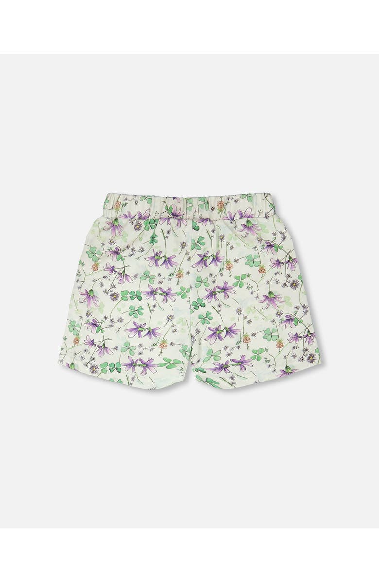 Deux par Deux Relaxed Cut Jersey Flowers Shorts, Alternate, color, Green Floral Print