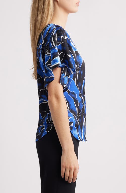 ANNE KLEIN ANNE KLEIN PRINT FLUTTER SLEEVE TOP