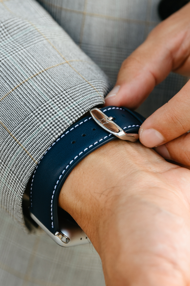 Le Petit Prince Italian Leather Apple Watch Band, Alternate, color, Midnight Blue