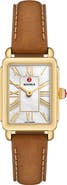 MICHELE Deco Park Mother-of-Pearl Leather Strap Watch, 23mm x 29mm