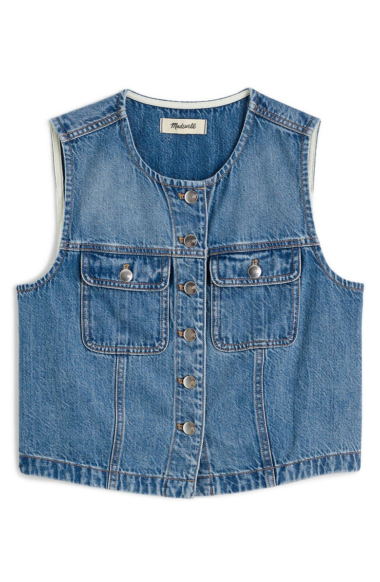 Madewell Crop Denim Vest, Alternate, color, Robertson Wash