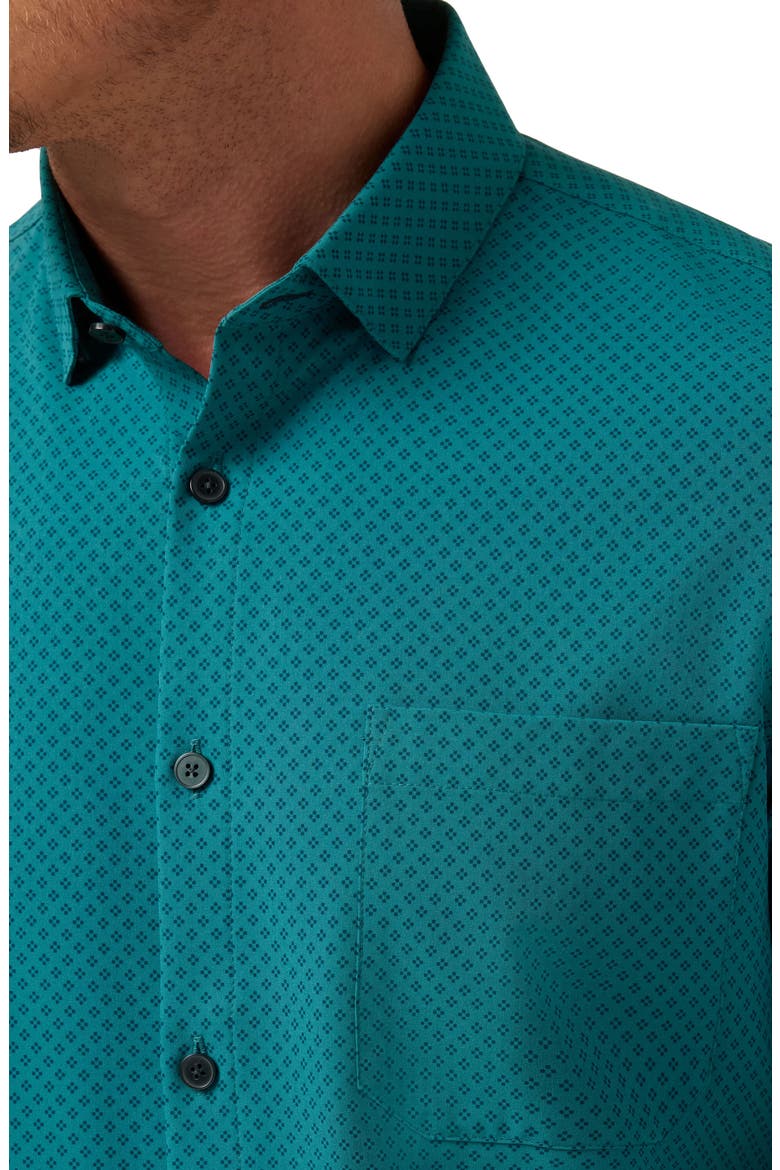 Leeward Trim Fit Short Sleeve Performance Button-Up Shirt, Alternate, color, DARK TEAL CLOVER
