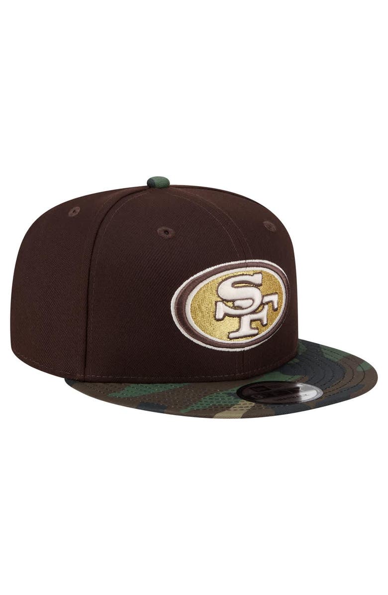 New Era Men's New Era  Dark Brown San Francisco 49ers Burnt Wood Camo 9FIFTY Snapback Hat, Alternate, color, Dark Brown