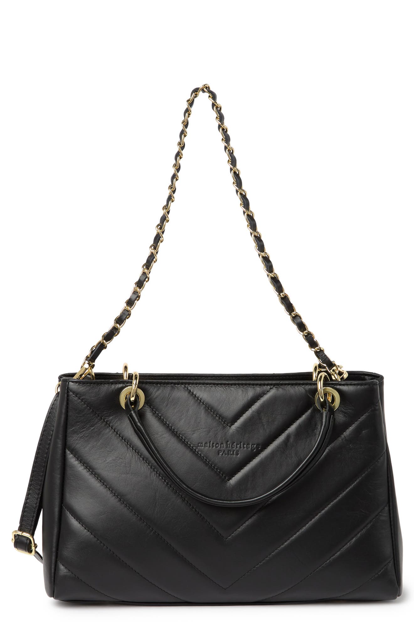 MAISON HERITAGE Evi Sac Main Quilted Leather Shoulder Bag, Main, color, 