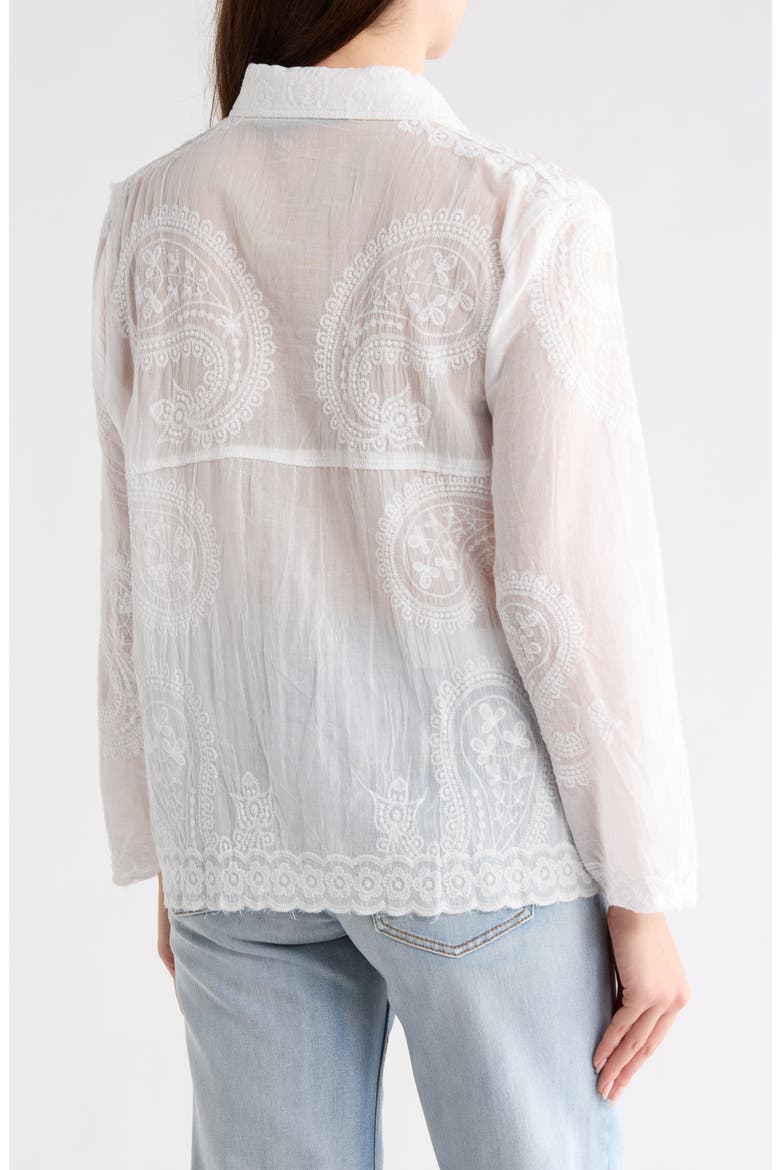 Embroidered Button-Up Shirt, Alternate, color, WHITE
