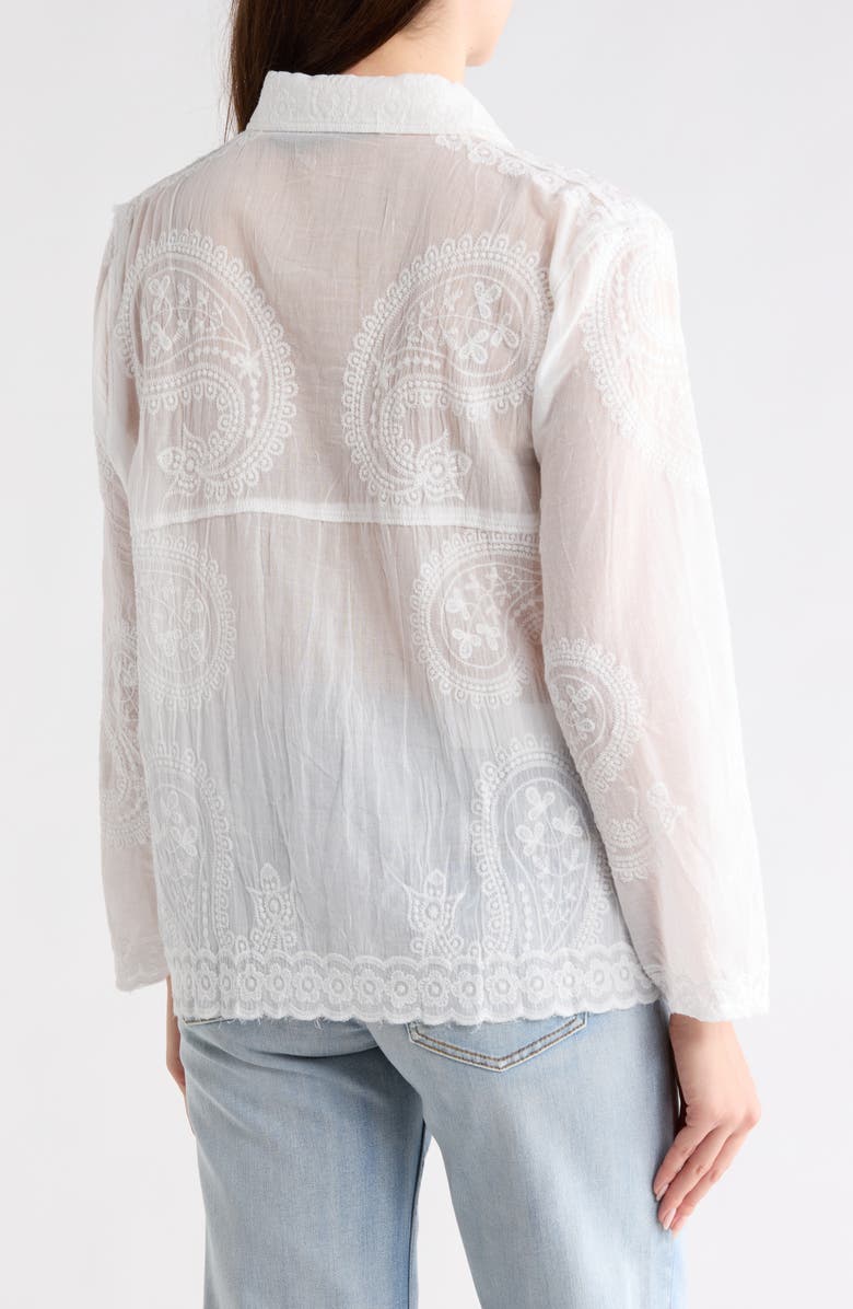 Forgotten Grace Embroidered Button-Up Shirt, Alternate, color, White