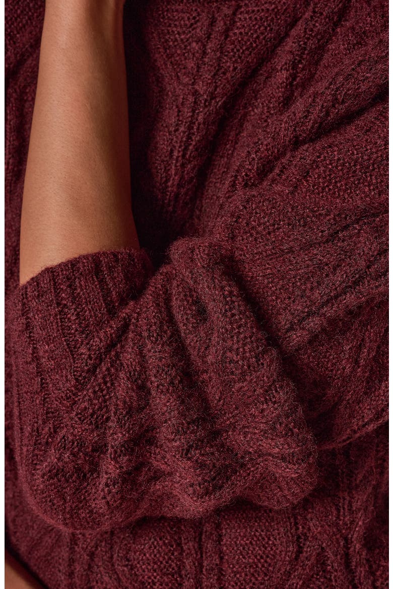 Cable Knit Crewneck Sweater, Alternate, color, BK CHERRY
