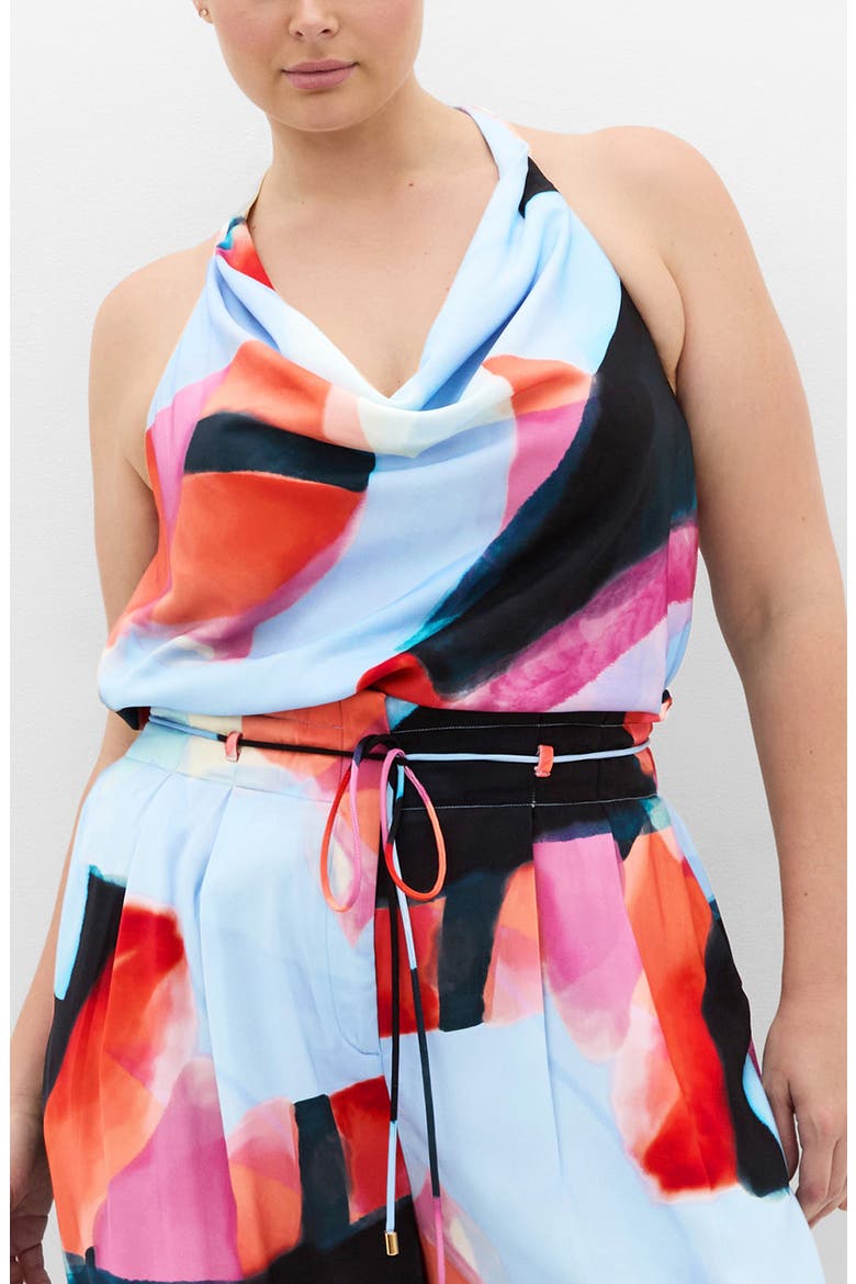 Chloe Abstract Print Cowl Neck Sleeveless Top, Main, color, ASPECT