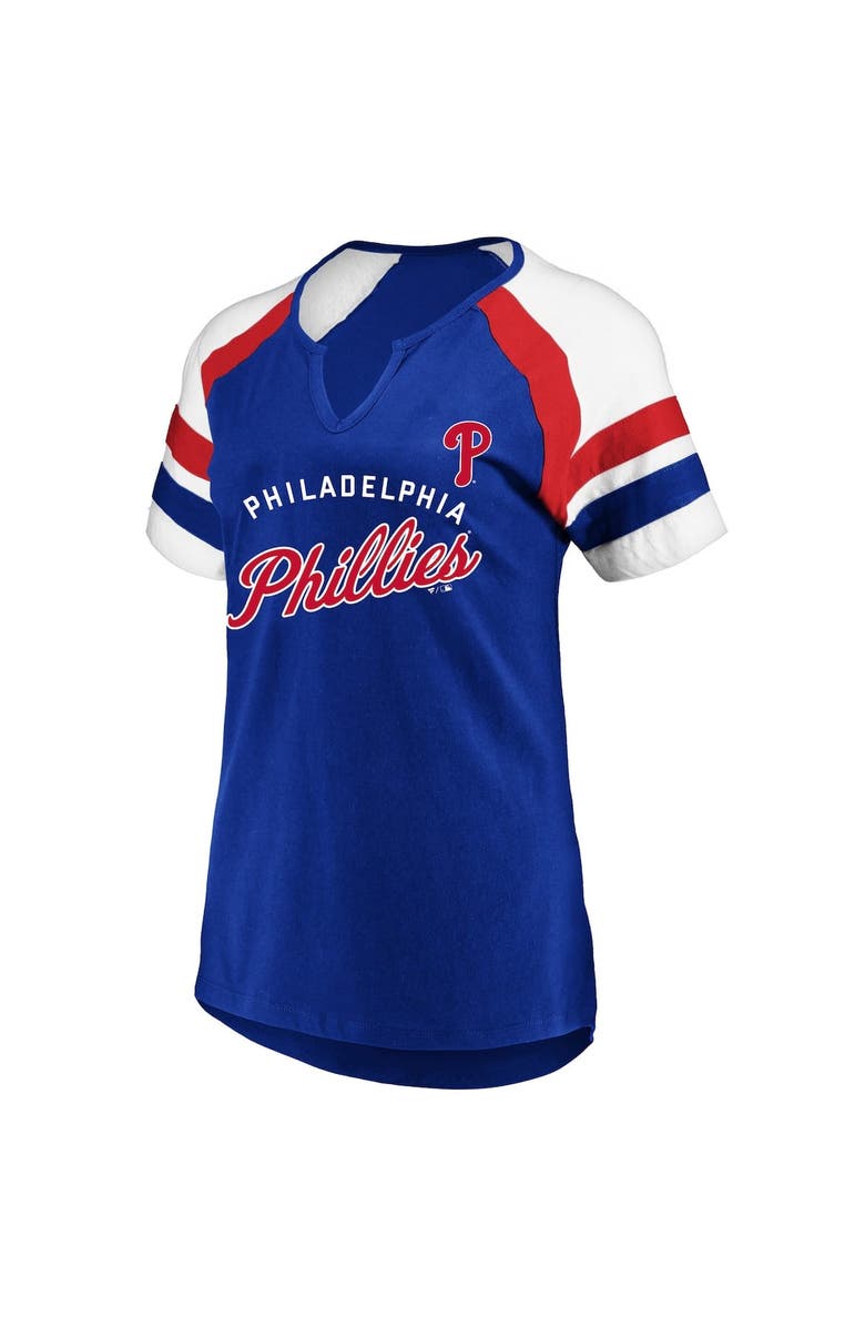 PROFILE Women's Profile Royal Philadelphia Phillies Arched Notch Neck T-Shirt, Alternate, color, Royal