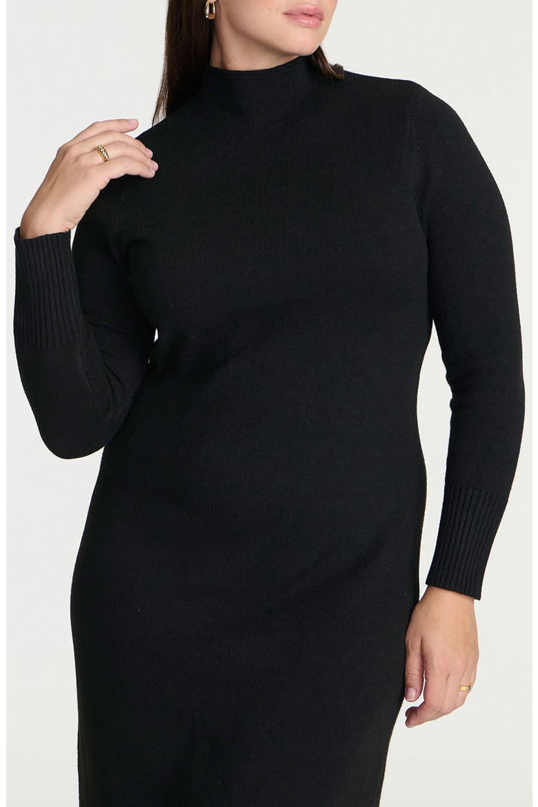 Mock Neck Long Sleeve Maxi Sweater Dress, Alternate, color, BLACK ONYX