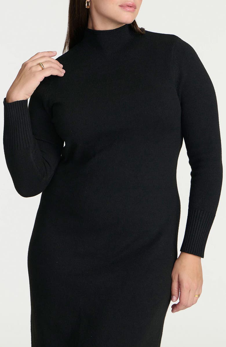 ELOQUII Mock Neck Long Sleeve Maxi Sweater Dress, Alternate, color, 
