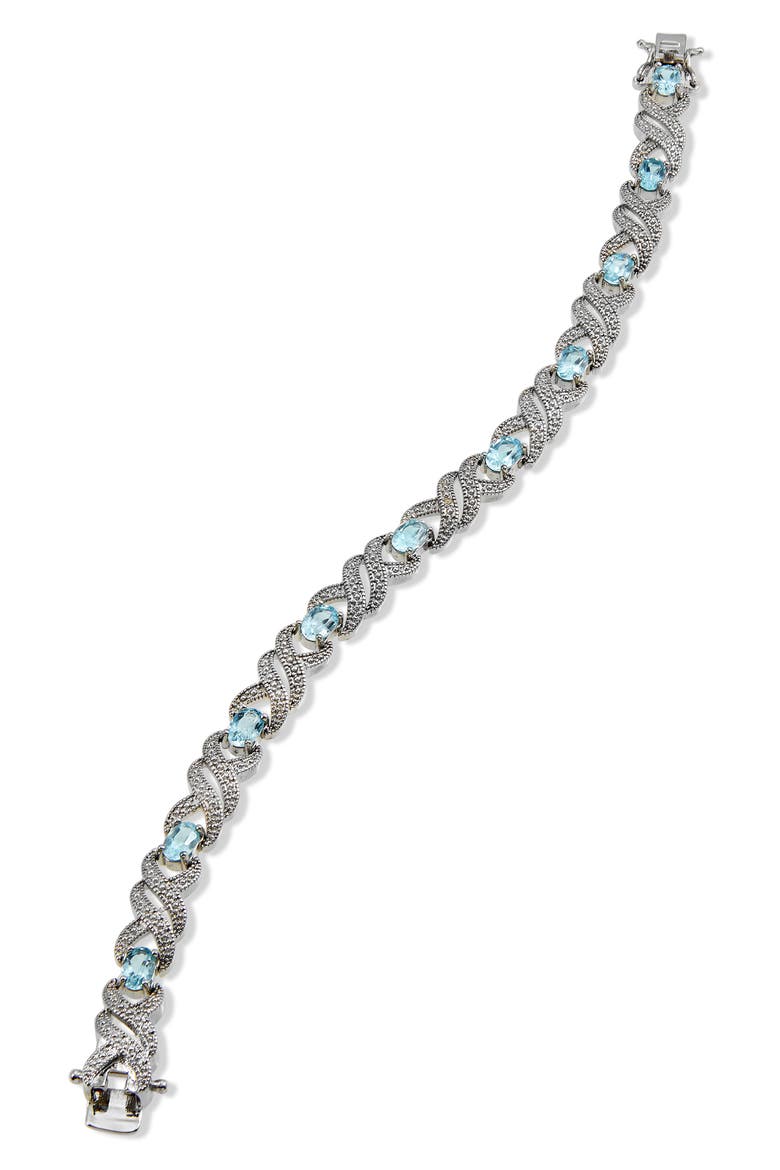 Diamond & Blue Topaz Bracelet, Main, color, SILVER/ BLUE