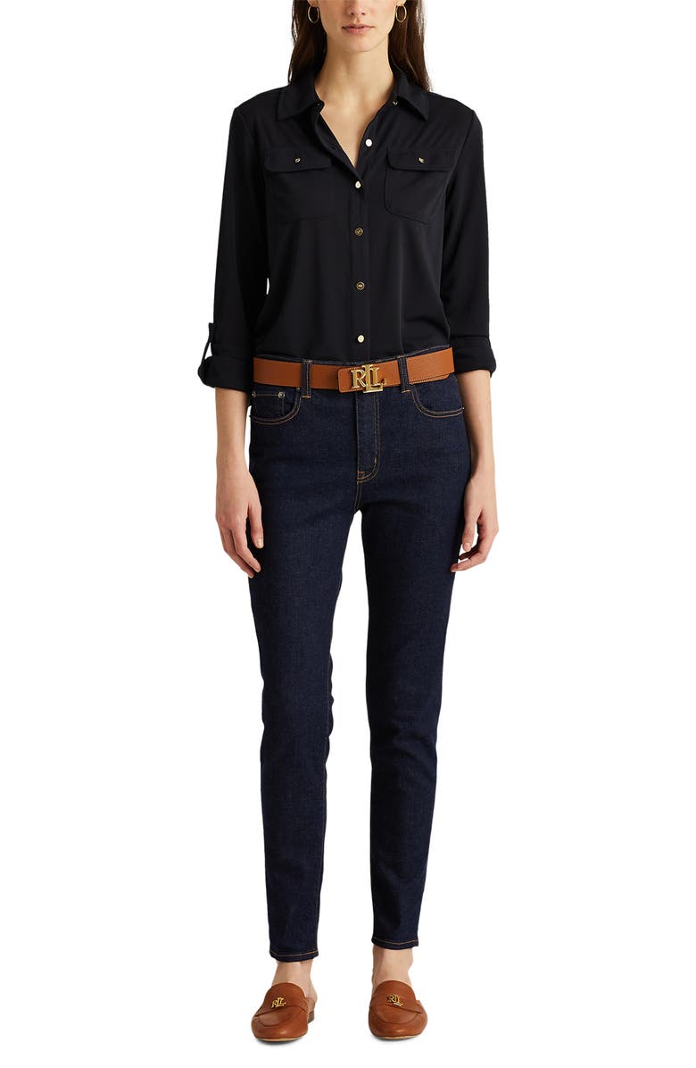 Lauren Ralph Lauren Jersey Button Front Shirt, Alternate, color, 