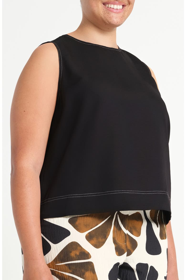 Shae Sleeveless Linen Blend Top, Alternate, color, BLACK/ STONE