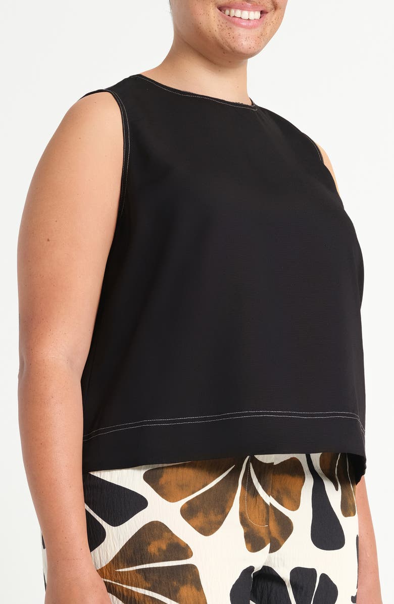 Estelle Shae Sleeveless Linen Blend Top, Alternate, color, Black/ Stone