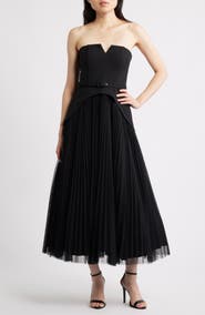 Hutch Lilibet Strapless Mixed Media Gown