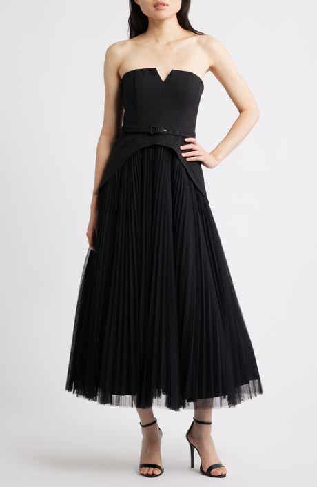 Hutch Lilibet Strapless Mixed Media Gown