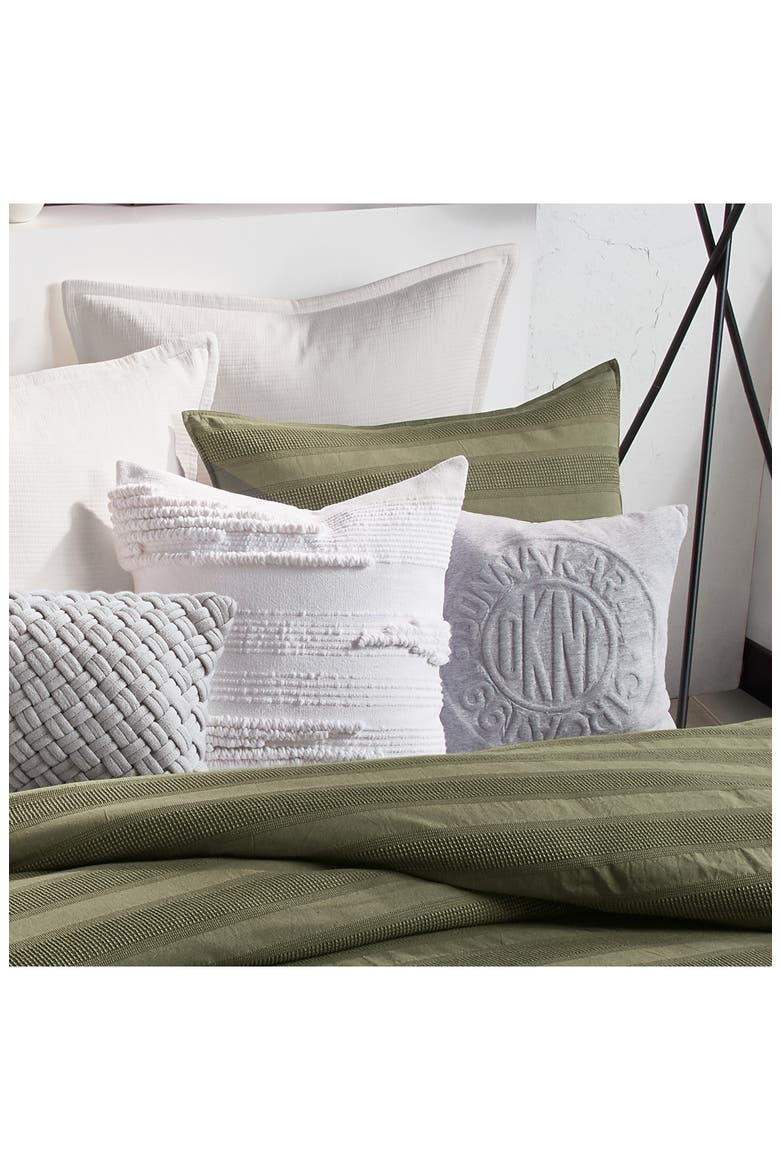 Textured Stripe Cotton Accent Pillow, Alternate, color, WHITE