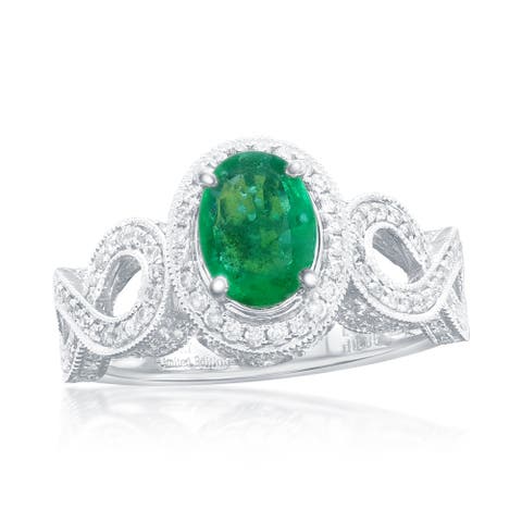 14K White Gold 1.10ct Colombian Emerald & 0.88cttw Diamond Ring