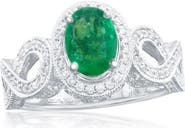 SOUZANA by Suzy Levian 14K White Gold 1.10ct Colombian Emerald & 0.88cttw Diamond Ring