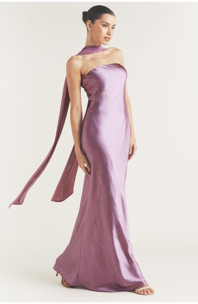 Six Stories Bandeau Satin Bridesmaid Dress, Alternate, color, Orchid