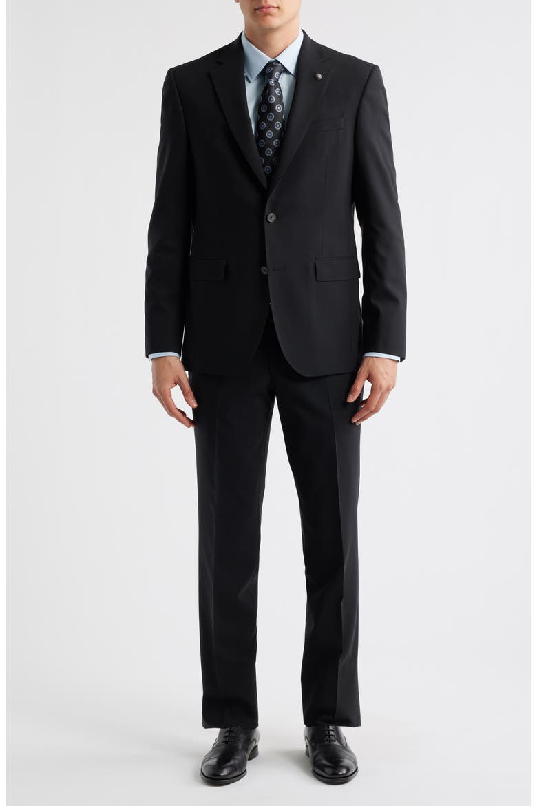 Stacie Trim Fit Solid Black Wool Suit, Main, color, BLACK